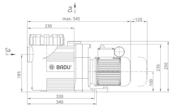 Pompă piscină BADU Prime 7, 5m³/h, 230/400V - Imagine Galerie 5 PiscinEcom