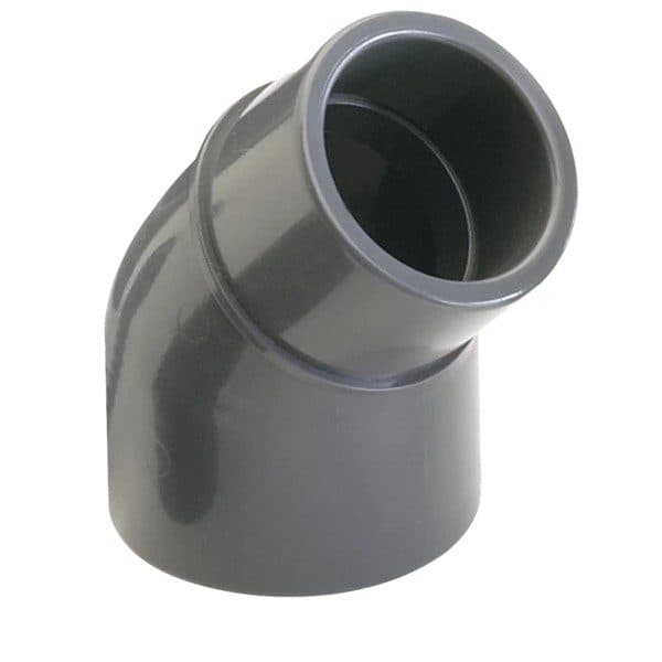 Cot PVC-U 45°EXT/INT 63x63x50 - Vedere Principală PiscinEcom