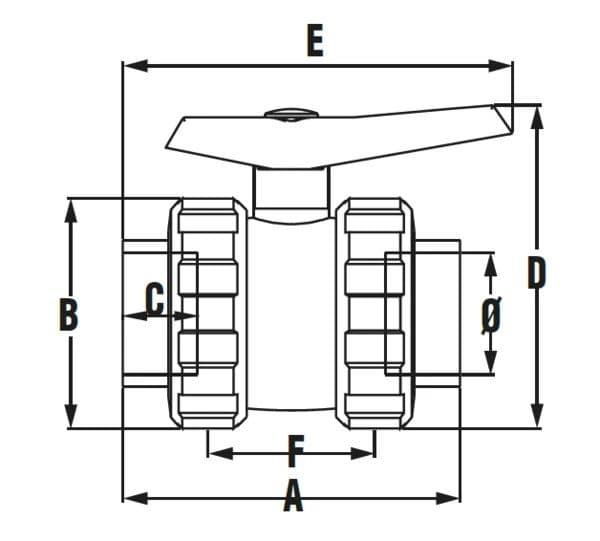 Robinet cu bilă LIP/LIP PTFE D 063 - Imagine Galerie 3 PiscinEcom