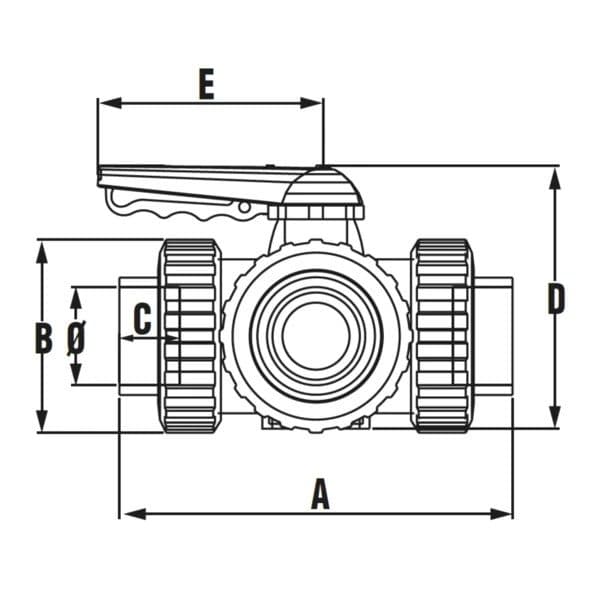 Robinet cu bilă 3 căi PTFE "T" D050 - Imagine Galerie 3 PiscinEcom