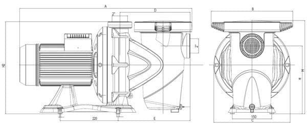 Pompă piscină DAB Euroswim 200T, 1,49kW, 28m³/h, 400V - Imagine Galerie 4 PiscinEcom