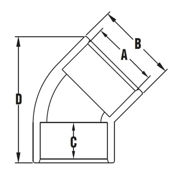 Cot PVC-U 45° D280