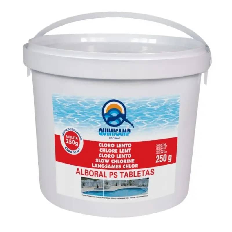 Tablete clorizare lentă pentru piscină Productos QP 200g 25kg - Dezinfectanți cu Clor Premium PiscinEcom
