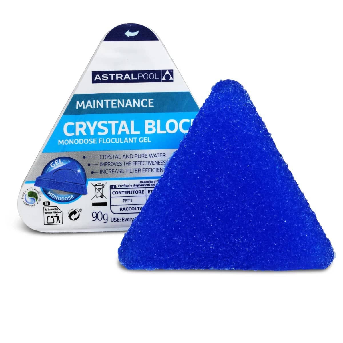 Floculant gel cu dizolvare lentă AstralPool Crystal Block 90g - Floculanți Premium PiscinEcom